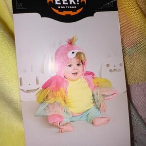 Hyde and Eek Boutique Baby Parrot Costume 0-6 Months Pink Yellow  Green Tulle